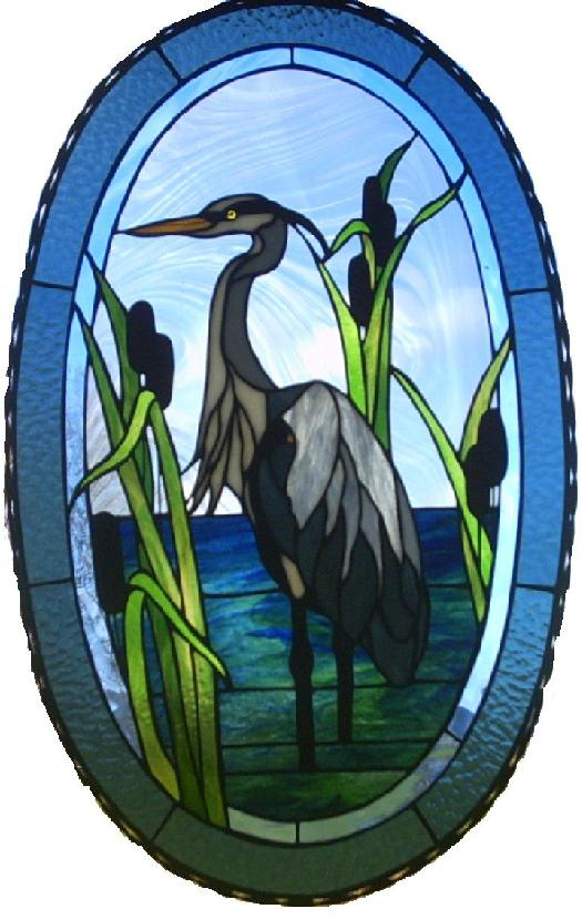 Beautiful Heron Stained Glass Art Window Sun Catcher.