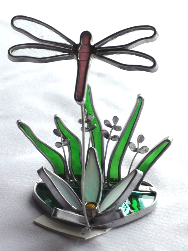 dragonfly with lily candle holder