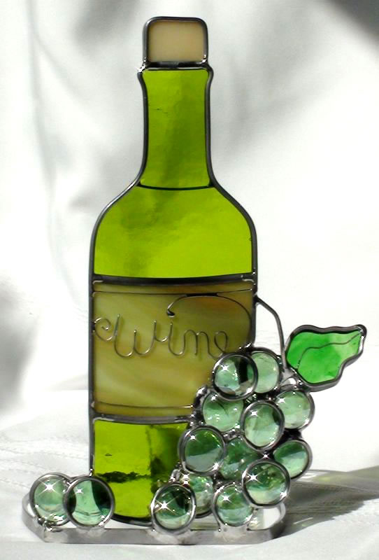 Wine Bottle with Green Wine Candle Holder