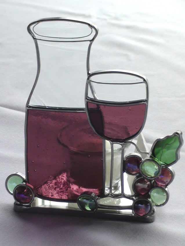 Stained Glass Amethyst Wine Carafe Candle Holder