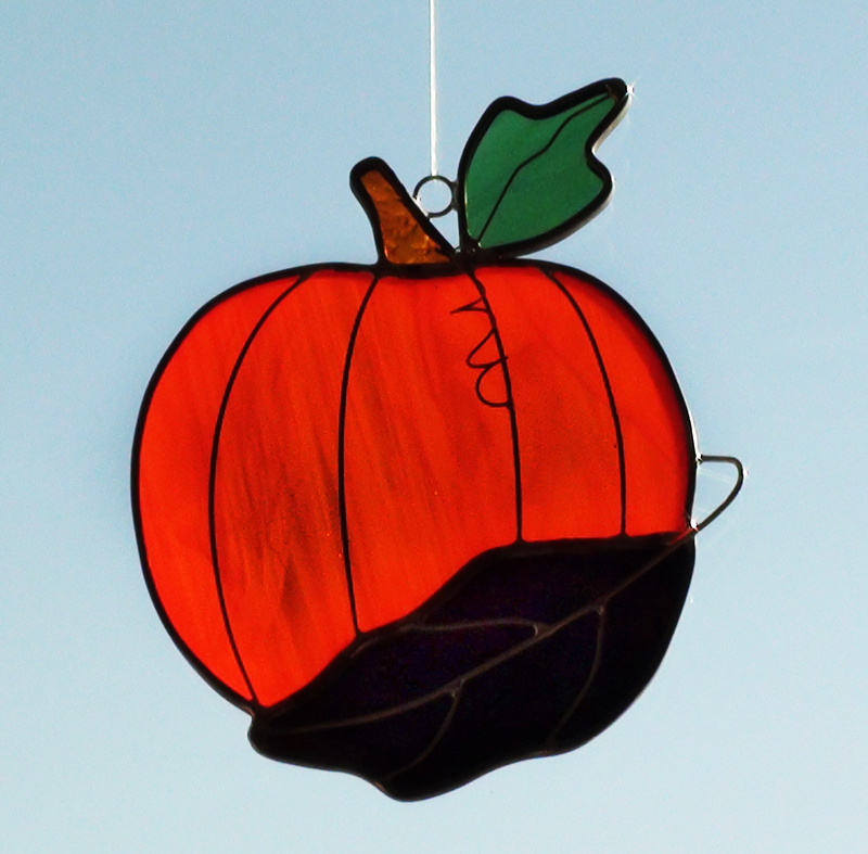 Large Pumpkin with Leaf Streaky Sun Catcher
