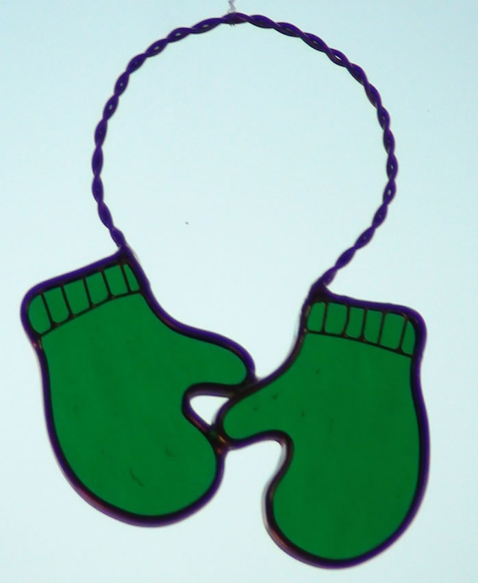 Green Christmas Mittens for a Cold Wintry Theme with this Suncatcher.