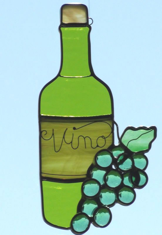 Wine Bottle with Green Vino Suncatcher