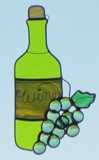 Wine Bottle with Green Wine Suncatcher