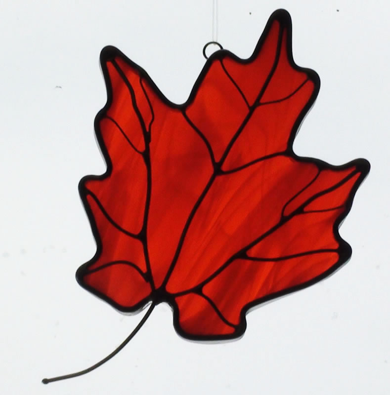 Red Maple Leaf Stained Glass Suncatcher