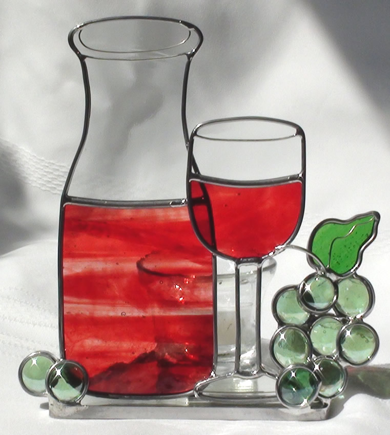 Wine Carafe Burgundy Wine Glass Grapes Candle Holder