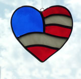USA Flag Heart Stained Glass Suncatcher