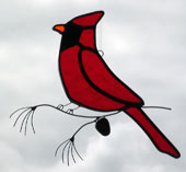 Cardinal Bird on a Pine Branch Sun Catcher.